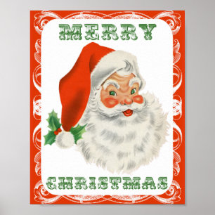 Vrolijk kerstfeest  Retro Santa Claus Poster