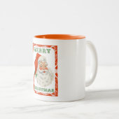 Vrolijk kerstfeest  Retro Santa Claus Tweekleurige Koffiemok (Voorkant rechts)