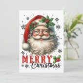 Vrolijk kerstfeest retro santa feestdagenkaart (Staand voorkant)