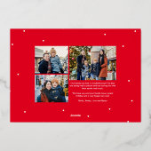 Vrolijk Kerstfeest retro script vier foto Folie Feestdagenkaart (Achterkant)