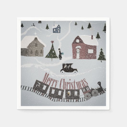 Vrolijk kerstfeest, retro servet (Voorkant)