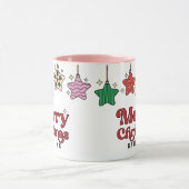 Vrolijk Kerstfeest Retro Star Ornamenten Custom Mok (Midden)