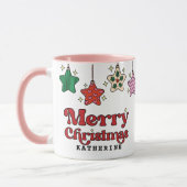 Vrolijk Kerstfeest Retro Star Ornamenten Custom Mok (Links)
