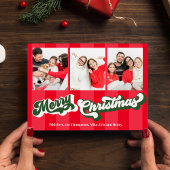 Vrolijk Kerstfeest Retro Typografie Fotocollage Feestdagenkaart