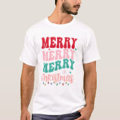 Vrolijk Kerstfeest Retro Typografie Kerst T-shirt (Voorkant)