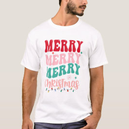 Vrolijk Kerstfeest Retro Typografie Kerst T-shirt