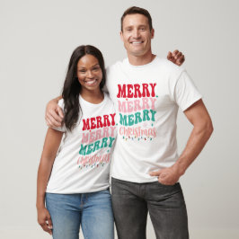 Vrolijk Kerstfeest Retro Typografie Kerst T-shirt