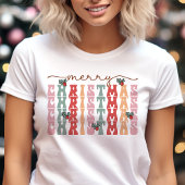 Vrolijk Kerstfeest Retro Typografie Vakantie Tri-Blend Shirt