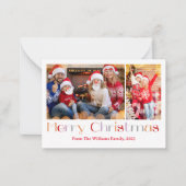 Vrolijk kerstfeest  retro vakantie 2 foto's notitiekaartje (Voorkant)