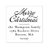 Vrolijk Kerstfeest Retro Vakantie Retour Adres Zelfinktende Stempel (Design)