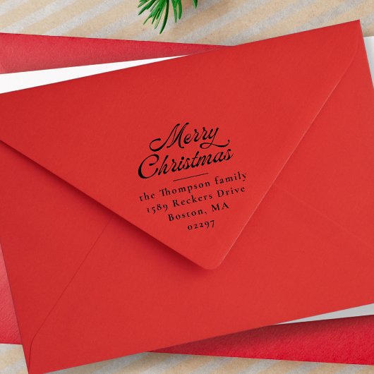 Vrolijk Kerstfeest Retro Vakantie Retour Adres Zelfinktende Stempel