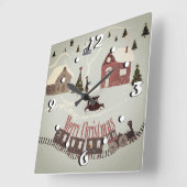 Vrolijk kerstfeest, retro vierkante klok (Hoek)