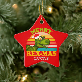 Vrolijk kerstfeest Rex-mas Dinosaur Persoonlijke n Keramisch Ornament