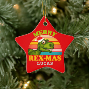 Vrolijk kerstfeest Rex-mas Dinosaur Persoonlijke n Keramisch Ornament