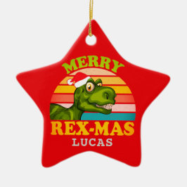 Vrolijk kerstfeest Rex-mas Dinosaur Persoonlijke n Keramisch Ornament