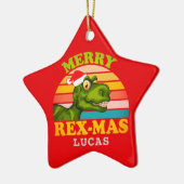 Vrolijk kerstfeest Rex-mas Dinosaur Persoonlijke n Keramisch Ornament (Links)
