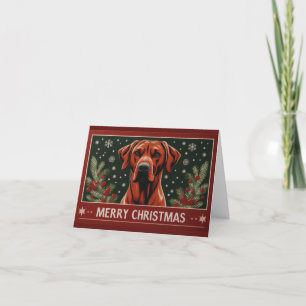 Vrolijk Kerstfeest Rhodesian Ridgeback Hond Santa  Feestdagen Kaart