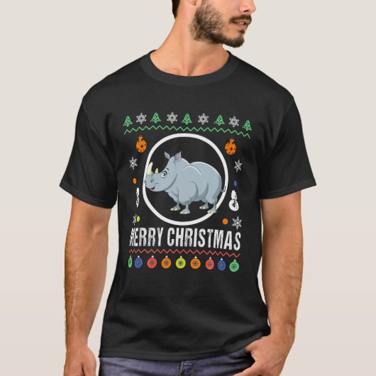 Vrolijk kerstfeest Rino Ugly Sweater Xmas Knit T-shirt (Voorkant)