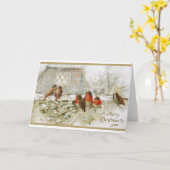 Vrolijk kerstfeest  Robin Bird Kaart (Gele Bloem)