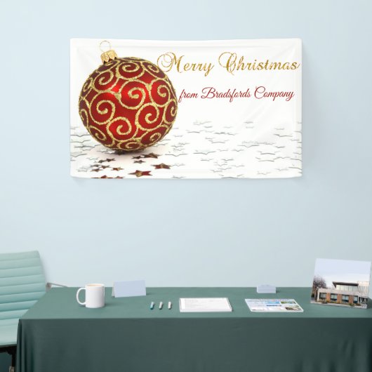 Vrolijk kerstfeest, Rode bal, sterren Spandoek (Beurs)