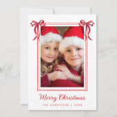 Vrolijk Kerstfeest Rode Bogen Waterverf Foto Feestdagenkaart (Voorkant)