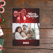 Vrolijk Kerstfeest rode boog foto jaar in review Feestdagenkaart