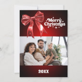 Vrolijk Kerstfeest rode boog foto jaar in review Feestdagenkaart (Voorkant)