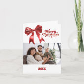 Vrolijk Kerstfeest rode boog foto jaar in review k Feestdagen Kaart (Voorkant)