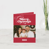 Vrolijk Kerstfeest rode boog foto rooster jaar in  Feestdagen Kaart (Voorkant)