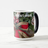 Vrolijk Kerstfeest Rode Boog Ornamenten PIne Branc Magische Mok (Voorkant rechts)