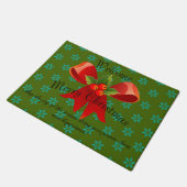 Vrolijk kerstfeest Rode Bow Holly & Snowflakes Wel Deurmat (Schuin)