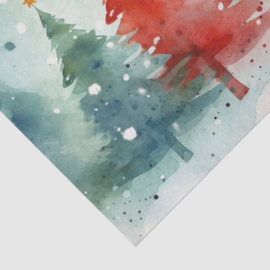 "Vrolijk kerstfeest" Rode en kleurrijke dennenbome Tissuepapier (Detail)