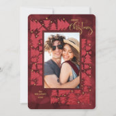 Vrolijk kerstfeest Rode feestbomen Foto Feestdagenkaart (Voorkant)