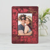 Vrolijk kerstfeest Rode feestbomen Foto Feestdagenkaart (Staand voorkant)