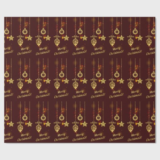 Vrolijk kerstfeest Rode feestdag Glitter Sparking Cadeaupapier (Vlak)