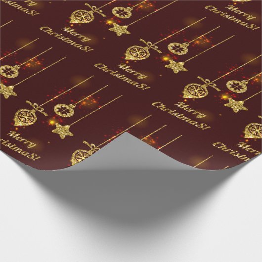 Vrolijk kerstfeest Rode feestdag Glitter Sparking Cadeaupapier (Hoek)