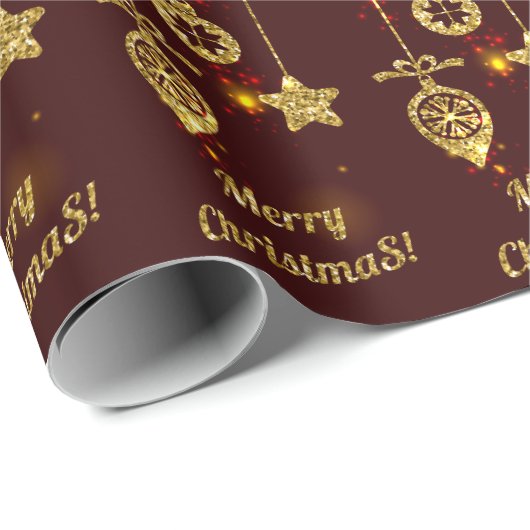 Vrolijk kerstfeest Rode feestdag Glitter Sparking Cadeaupapier (Rol Hoek)