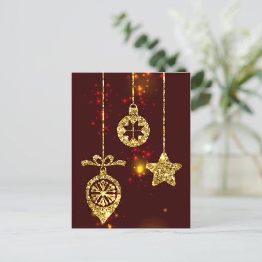 Vrolijk kerstfeest Rode feestdag Glitter Sparking Feestdagenkaart (Staand voorkant)