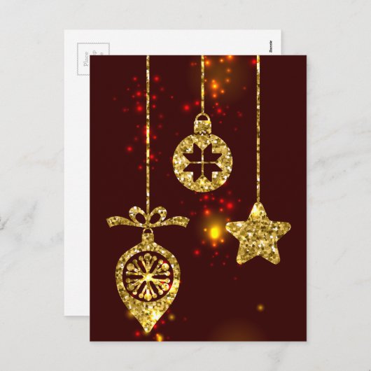 Vrolijk kerstfeest Rode feestdag Glitter Sparking Feestdagenkaart (Voorkant / Achterkant)