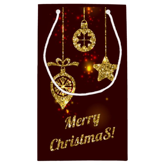 Vrolijk kerstfeest Rode feestdag Glitter Sparking Klein Cadeauzakje (Achterkant)