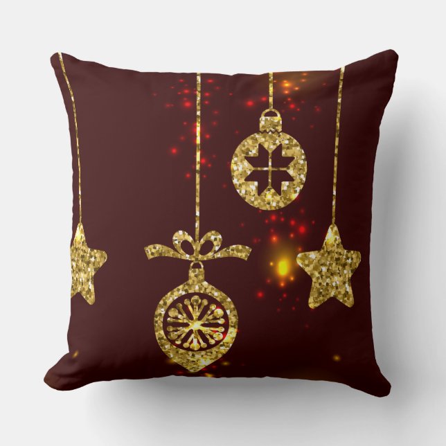 Vrolijk kerstfeest Rode feestdag Glitter Sparking Kussen (Voorkant)