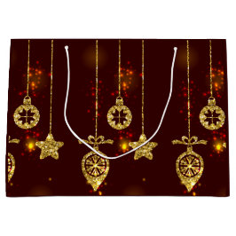 Vrolijk kerstfeest Rode feestdag Glitter Sparking Large Cadeautasje