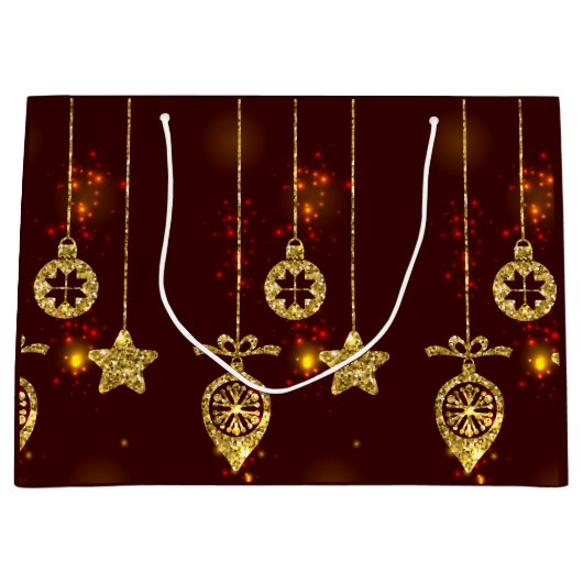 Vrolijk kerstfeest Rode feestdag Glitter Sparking Large Cadeautasje (Voorkant)