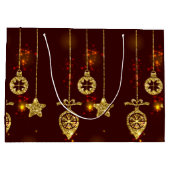 Vrolijk kerstfeest Rode feestdag Glitter Sparking Large Cadeautasje (Achterkant)