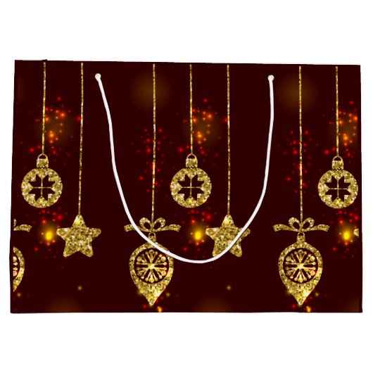 Vrolijk kerstfeest Rode feestdag Glitter Sparking Large Cadeautasje (Achterkant)