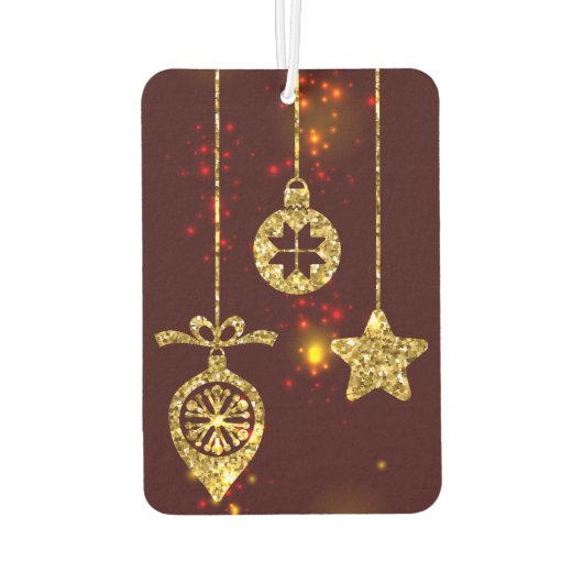 Vrolijk kerstfeest Rode feestdag Glitter Sparking Luchtverfrisser (Achterkant)