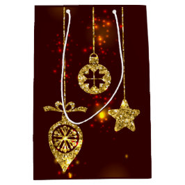 Vrolijk kerstfeest Rode feestdag Glitter Sparking Medium Cadeauzakje