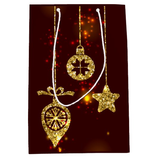 Vrolijk kerstfeest Rode feestdag Glitter Sparking Medium Cadeauzakje (Voorkant)