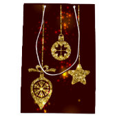 Vrolijk kerstfeest Rode feestdag Glitter Sparking Medium Cadeauzakje (Achterkant)