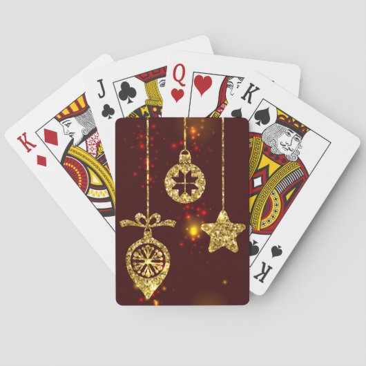 Vrolijk kerstfeest Rode feestdag Glitter Sparking Speelkaarten (Achterkant)